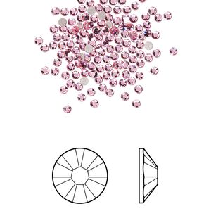 Flat back 1440pk light rose foil back, Swarovski&reg; 1.7-1.9mm rose round SS5 2058