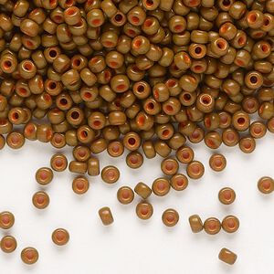 Seed bead, Miyuki 1pkg50g glass, #8 rocaille, opaque matte sienna / outside dyed (RR-1687)