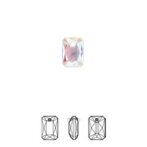 Drop 72pk crystal shimmer, Swarovski&reg; 9x6mm pendant emerald cut 6435