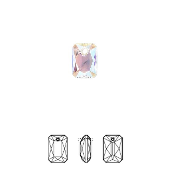 Drop 72pk crystal shimmer, Swarovski&reg; 9x6mm pendant emerald cut 6435 image number 0