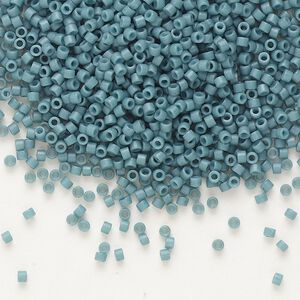 Seed bead, Delica&reg; 1pkg7.5g glass, #11 round, opaque matte shale light blue / outside dyed (DB-0792)