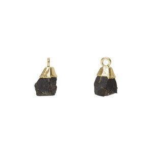 Drop 1pkg1, gold-plated electrocoated sterling silver and black onyx (natural), 8x5mm-9x7mm hand-cut nugget