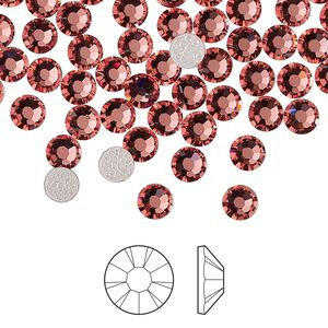 Flat back 144pk rose peach foil back, Preciosa MAXIMA Czech crystal hotfix rhinestone 4.6-4.8mm chaton rose round SS20