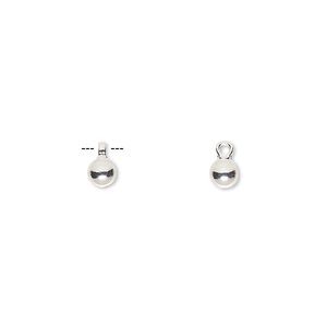 Drop, silver-finished "pewter" (zinc-based alloy), 4mm round. Sold per pkg of 10.
