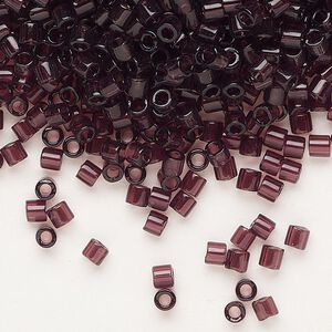Seed bead, Delica&reg;, glass, pkg/7.5g, #8 round, transparent dark smoky amethyst (DBL-1104).