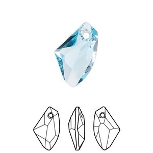 Drop 48pk aquamarine, Swarovski&reg; 19x11mm pendant galactic vertical 6656
