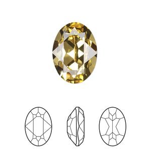 Fancy stone 1pk dark jonquil foil back, Crystal Passions&reg; Regenerated 18x13mm oval 4120