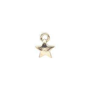 Charm, pewter (tin-based alloy), pkg/1, antique gold plate, 9mm double-sided star.
