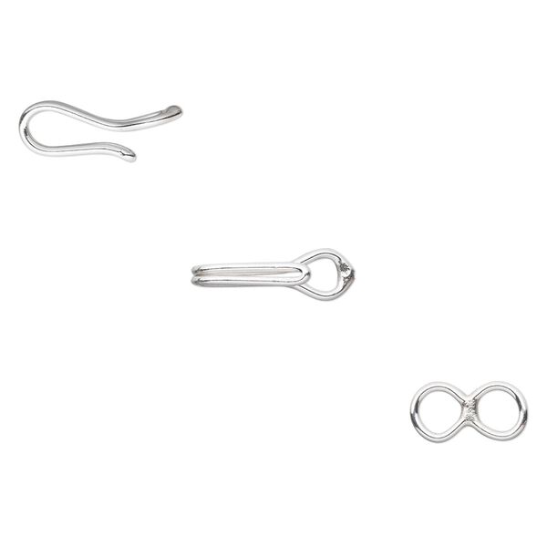 Clasp hook&eye 1pkg1 sterling silver, 20x5mm double wire, 20 gauge 1-strand image number 0