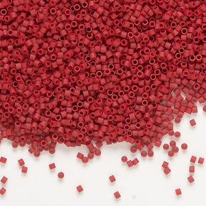 Seed bead, Delica&reg;, glass, 1pkg250g, #15 round, opaque matte luster brick red (DBS-0378)
