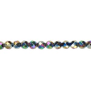 Hemalyke&trade; 1pkg1, rainbow titanium-coated faceted round bead 15.5-16 inch 4mm