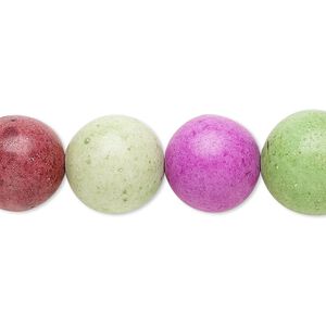 Magnesite / resin 1pkg1, coated round bead 15 inch mixed colors 11-14mm