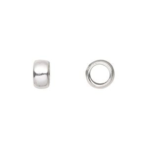 Bead 1pkg2 sterling silver, 8x4.5mm rondelle