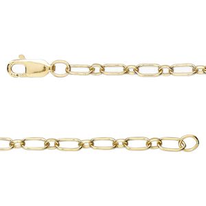 Chain 1pkg1 14Kt gold-filled long & short, 3.3mm oval / lobster claw clasp, 16 inch