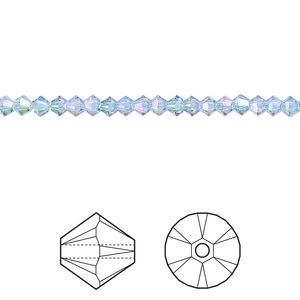 Bead 1440pk aquamarine shimmer 2X, Swarovski&reg; 3mm XILION bicone 5328