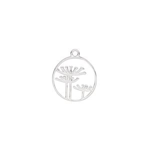 Charm Amoracast&reg; 1pkg1 sterling silver, 13mm 2-sided cutout Queen Anne's Lace round
