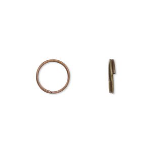 Split ring 1pkg100 copper-finished, 10mm round, 8.5mm inside diameter / steel / antique