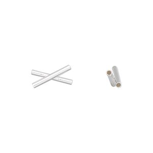 Bead 1pkg2 sterling silver, 12x6.5mm crossed round tube