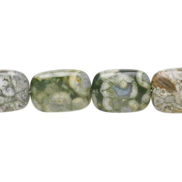 Rhyolite 1pkg1, puffed rectangle bead natural 15.5-16 inch 14x10mm image number 0