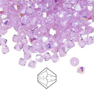 Bead 720pk violet AB, Preciosa Czech crystal 4mm bicone