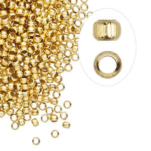 Crimp 1pkg1000 gold-finished, 2.5mm round / 1.5mm inside diameter, brass