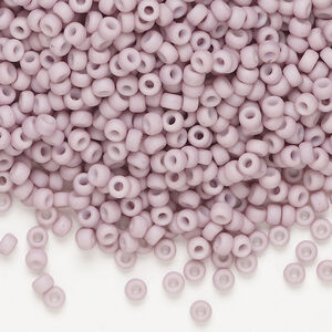 Seed bead, Miyuki, 1pkg50g, glass, #8 rocaille, opaque matte glazed luster light mauve (RR-2025)