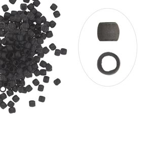 Crimp 1pkg100 brass, 2mm painted round / 1.3mm inside diameter, black