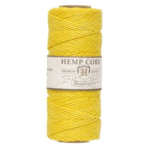 Cord, Hemptique&reg;, polished hemp, yellow, 1mm diameter, 20-pound test. Sold per 205-foot spool.