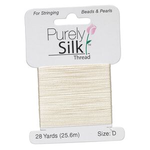 Thread, Purely Silk&trade;, ecru, size D. Sold per 28-yard card.