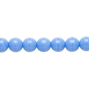 Bead, Czech glass druk, opaque light blue, 8mm round. Sold per 15-1/2" to 16" strand.