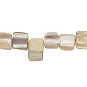 Mother-of-pearl shell 1pkg1, triangle tube bead 15 inch tan 8x7mm-12x9mm