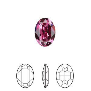 Fancy stone 144pk dark rose foil back, Swarovski&reg; 14x10mm oval 4120