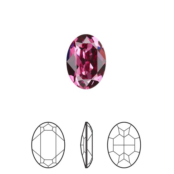 Fancy stone 144pk dark rose foil back, Swarovski&reg; 14x10mm oval 4120 image number 0