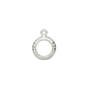 Drop, Almost Instant Jewelry&reg;, sterling silver, 11.5mm round with open back with textured edge and SS39 rivoli setting. Sold individually.