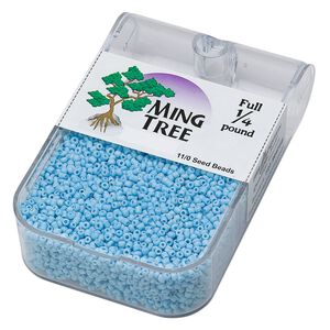 Seed bead, Ming Tree&trade;, glass, pkg/1/4 pound, #11 round, opaque turquoise blue.