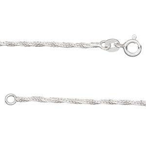 Chain 1pkg1 sterling silver foxtail, 1.4mm twisted / mixed clasp, Gossamer&trade; 20 inch