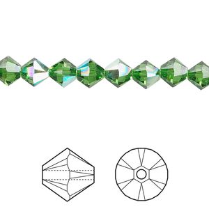 Bead 24pk fern green AB, Crystal Passions&reg; 6mm bicone 5328