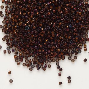 Seed bead, Delica&reg;, glass, pkg/250g, #11 round, opaque metallic gold iris dark copper (DB-1002).