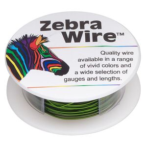 Wire, Zebra Wire&trade;, color-coated copper, green, round, 22 gauge. Sold per 15-yard spool.