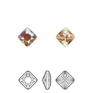 Drop 4pk light Colorado topaz shimmer, Crystal Passions&reg; 9mm pendant princess cut 6431