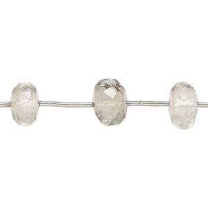 Green quartz 1pkg11, hand-cut faceted rondelle bead 8x4mm-10x6mm