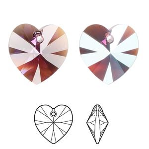 Drop 2pk amethyst shimmer, Crystal Passions&reg; 18mm pendant heart 6228