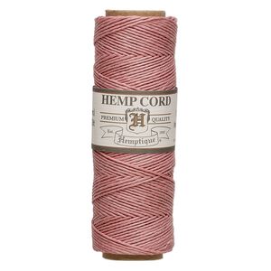Cord, Hemptique&reg;, polished hemp, dusty pink, 0.5mm, 10-pound test. Sold per 205-foot spool.