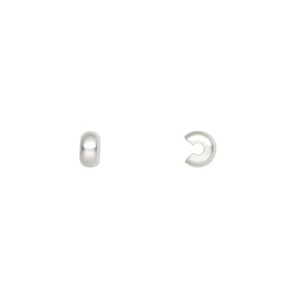 Crimp cover, silver-plated brass with satin finish, 4mm round. Sold per pkg of 100. image number 0