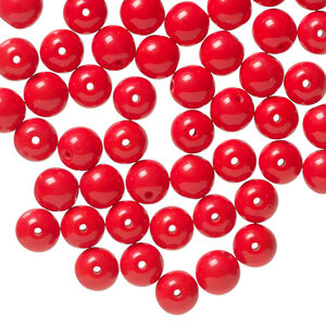 Bead, Czech glass druk 1pkg60, opaque orange, 6mm round.