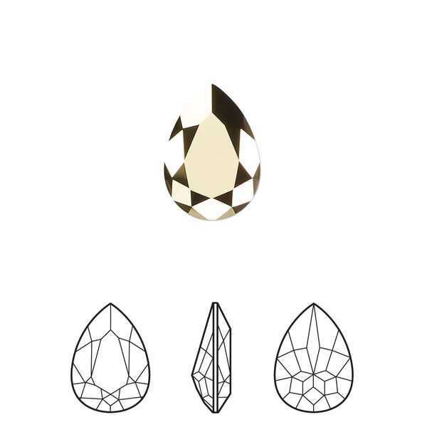 Fancy stone 1pkg144 crystal aurum foil back, Swarovski&reg;, 14x10mm pear 4320 image number 0