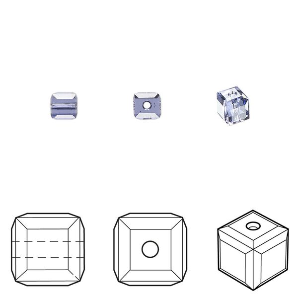 Bead 288pk tanzanite, Swarovski&reg; 4mm cube 5601 image number 0