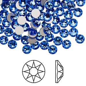 Flat back 144pk sapphire foil back, Crystal Passions&reg; 4.6-4.8mm rose round SS20 2088