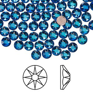 Flat back 1440pk crystal Bermuda blue foil back, Swarovski&reg; hotfix 4.6-4.8mm round SS20 2078