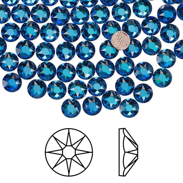 Flat back 1440pk crystal Bermuda blue foil back, Swarovski&reg; hotfix 4.6-4.8mm round SS20 2078 image number 0